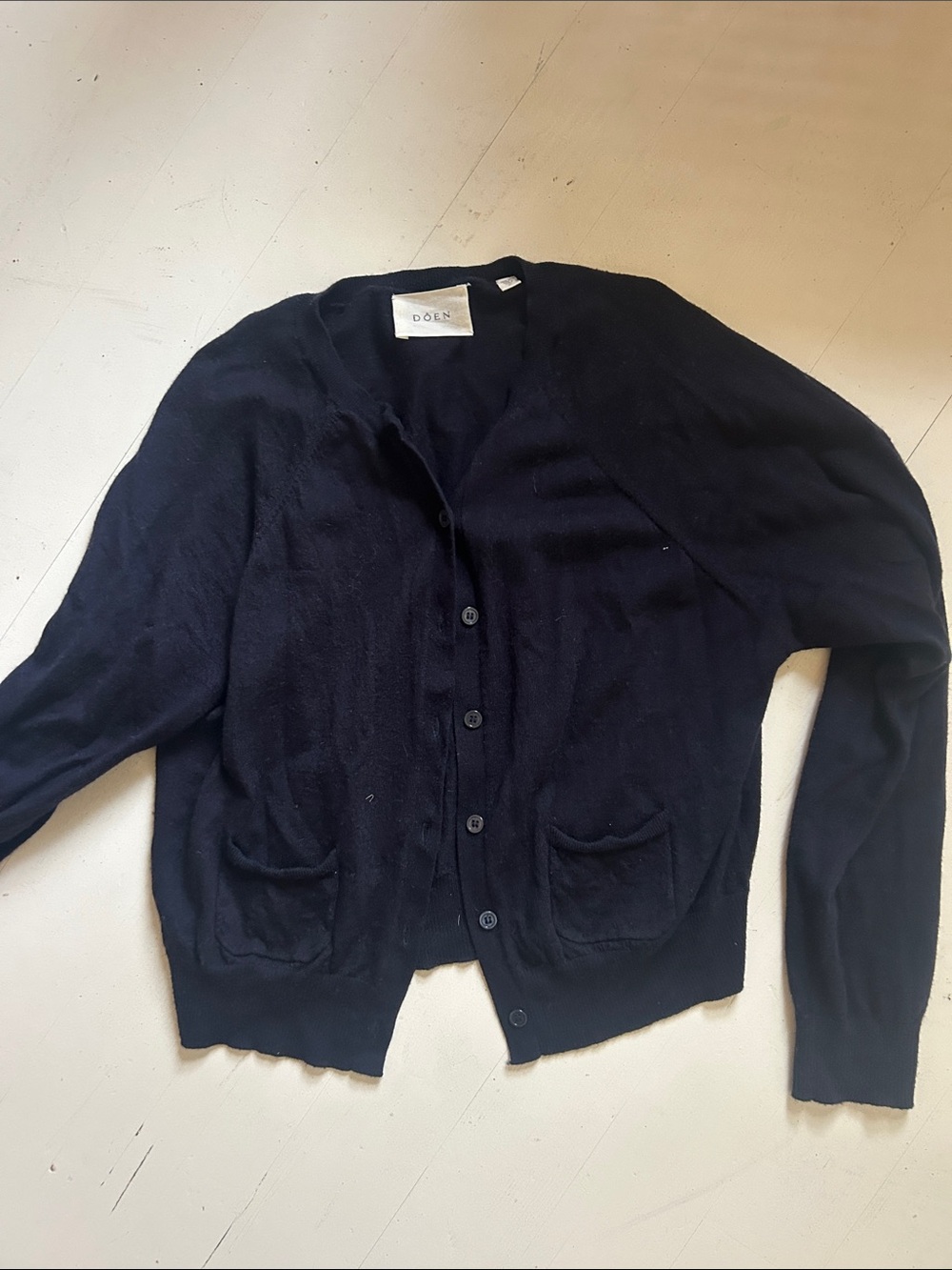 Doen Dark Navy Button Cardigan Sweater